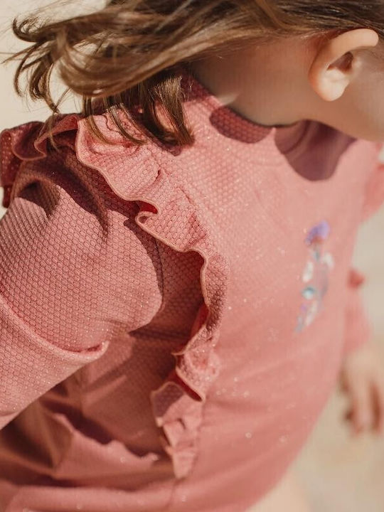 Little Dutch Kids Swimwear Rashguard With Long Sleeve Pink