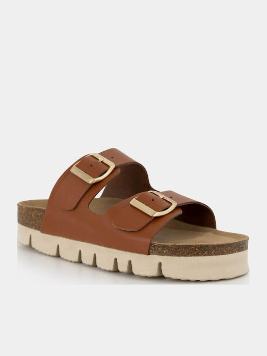 Leather Women's Anatomic Flatforms Tabac Brown Sandals