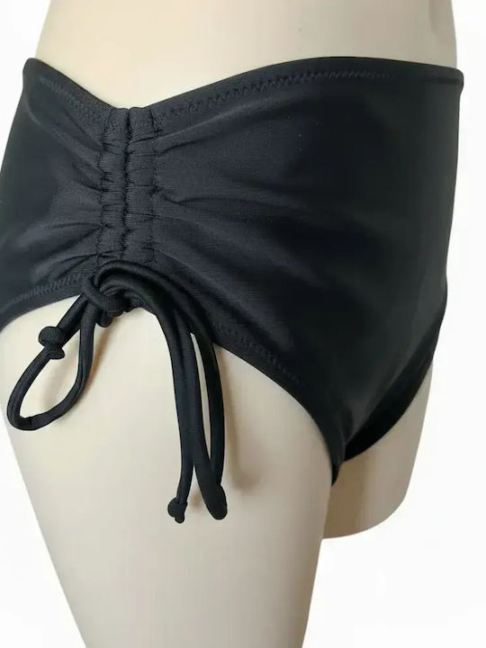 Bikinihosen Slip Hohe Taille mit Schnürung Schwarz