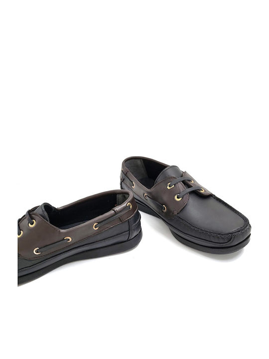 Leather Men's Boat Shoes in Brown Color
