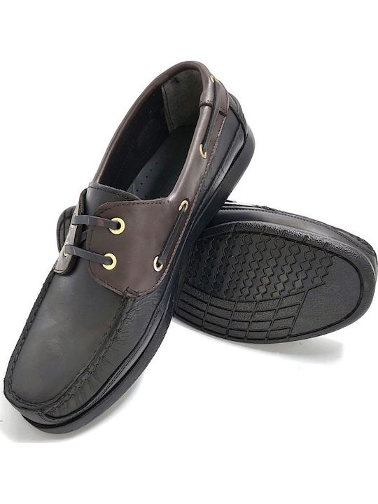 Leather Men's Boat Shoes in Brown Color