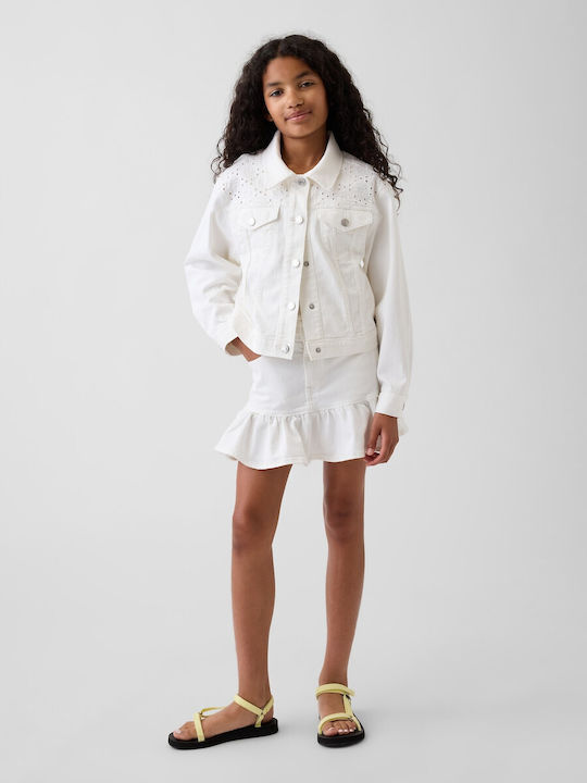Kids Short Denim Jacket White Denim