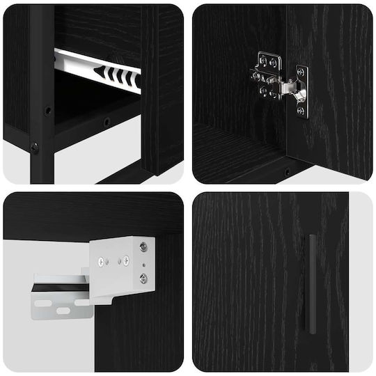 vidaXL Blat cu Lavoar, Oglindă & Coloană L35xW37.5xH100cm Black Beech