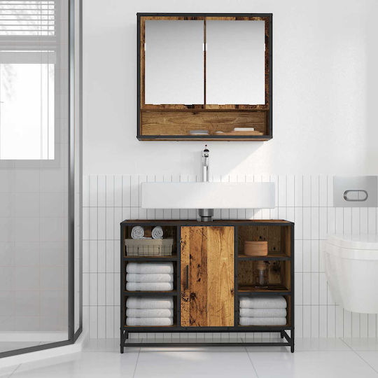 vidaXL Waschtisch mit Waschbecken L80xB33xH60cm Coffee