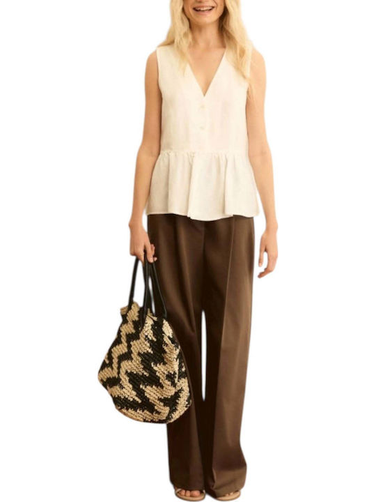 Women's Summer Linen White Blouse