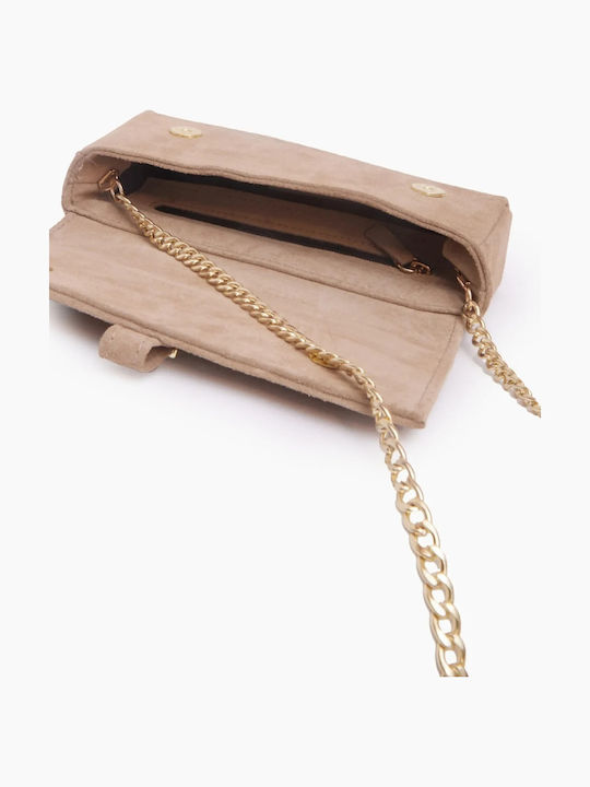 Leather Women's Shoulder Bag Suede Beige 232-Feminine Beige Small