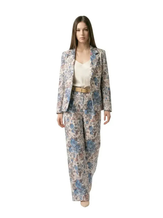 Women's Floral Set with Trousers in Regular Fit Floral