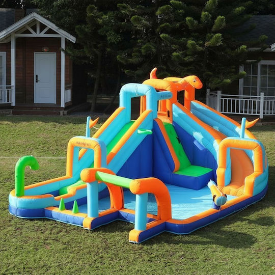 Homeone Aufblasbares Dino Rush mit Trampolin und Rutsche für 3-8 Jahre