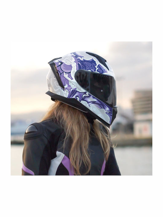 CGM Blast Cloud 311F White / Violet Matt Κράνος Μηχανής Full Face ECE 22.06 1550gr με Pinlock και Sunvisor