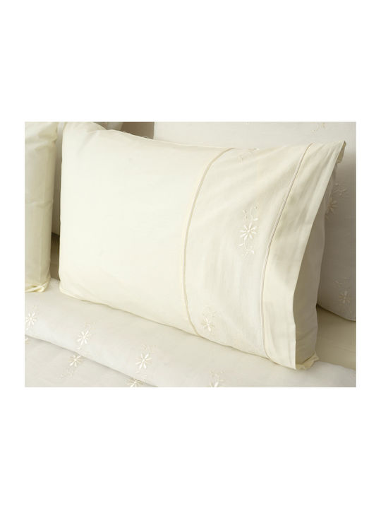 Viopros Set Double Bed Sheets 240x260cm Ecru 4 Pieces