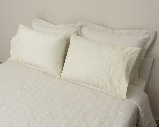 Viopros Set Cearceafuri De Pat Super Duble 240x260cm Ecru 4 Bucăți