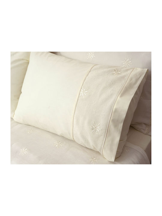 Viopros Super-Double Bed Sheets Set 240x260cm Ecru 4 Pieces