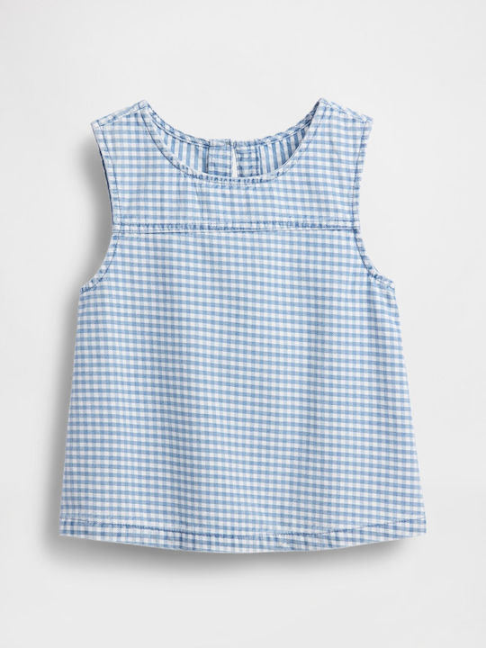 Bluză Pentru Copii Fără Mâneci Albastră Gingham