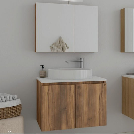 Drop Countertop with Sink & Mirror with Light Melamine Coffee