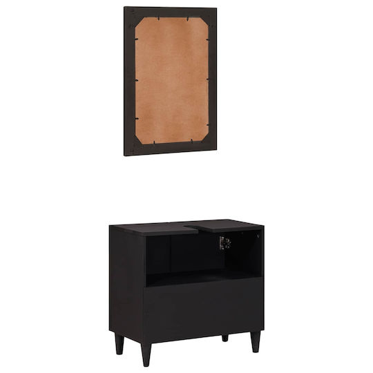 vidaXL Шкаф със Мивка, Огледало & Колона Д62xШ58xВ33см Solid Mango Wood