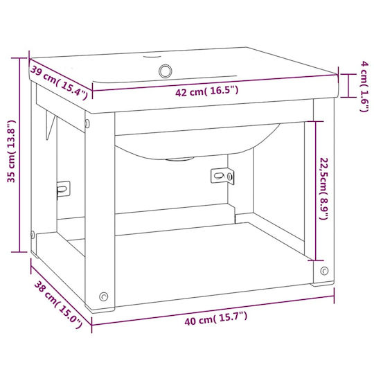 vidaXL Countertop with Sink L40xW38xH31cm White