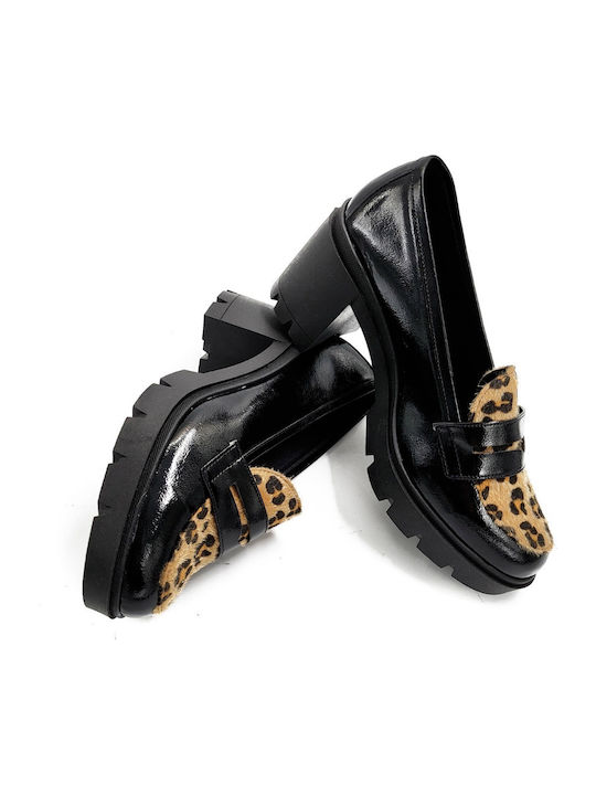 Γόβες από Λουστρίνι Animal Print Μαύρες