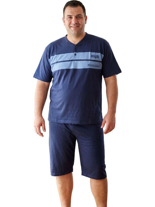 Rimoli Plus Size Summer Men's Pyjamas Blue Raf