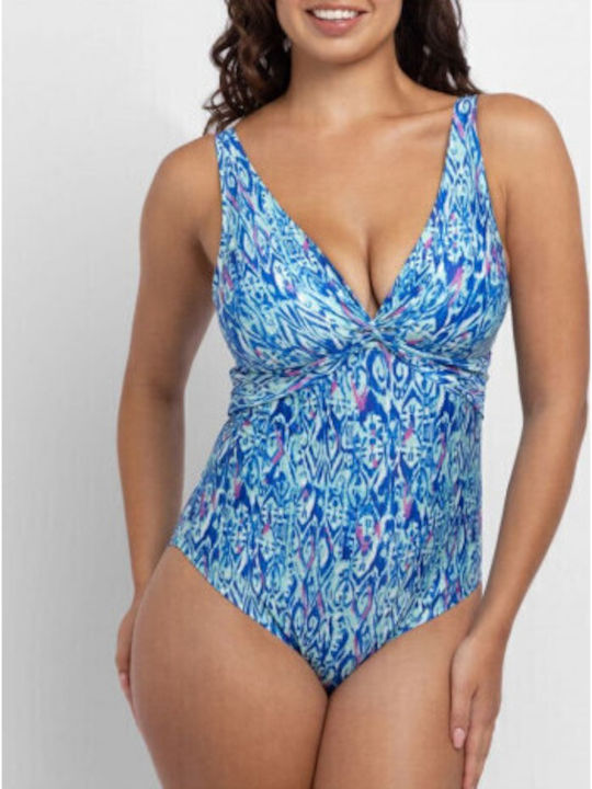 One Piece Swimsuit Blue Print