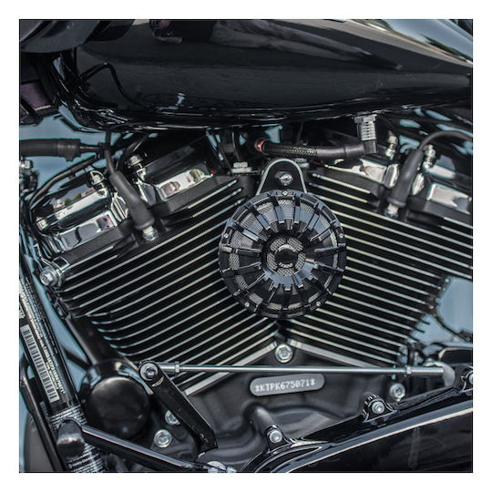 Arlen Ness Motorcycle Horn Cover Harley Davidson '91 '25 Big Twin Black 15-Spoke Horn Cover All Black
