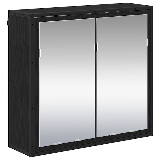 vidaXL Waschtisch mit Waschbecken, Spiegel & Säule L80xB33xH60cm Black Oak