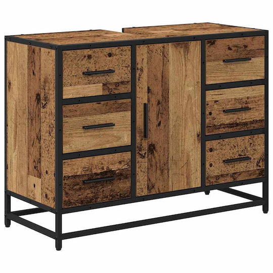 vidaXL Blat cu Lavoar, Oglindă & Coloană L80xW33xH60cm Coffee