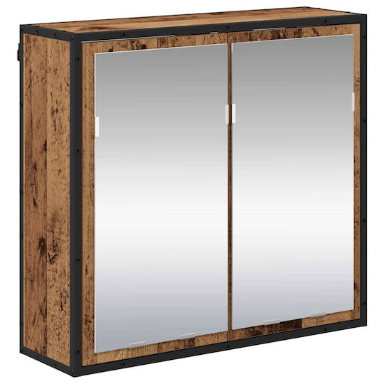 vidaXL Countertop with Sink, Mirror & Column L80xW33xH60cm Coffee