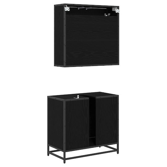vidaXL Blat cu Lavoar, Oglindă & Coloană L65xW33xH60cm Black Oak