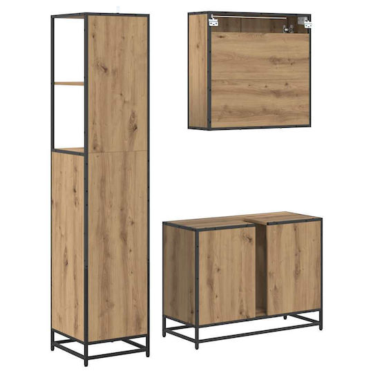 vidaXL Vanity Unit Without Sink with Mirror & Column M35xL37.5xH166cm Artisan Oak