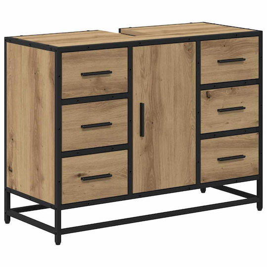 vidaXL Vanity Unit Without Sink with Mirror & Column M35xL37.5xH166cm Artisan Oak