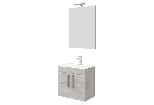 Savinidue Waschtisch mit Waschbecken & Spiegel Zaffiro Rovere Grigio