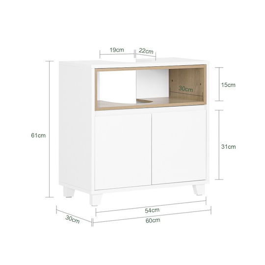 SoBuy Πάγκος με Νιπτήρα Μ60xΒ30xΥ61cm White