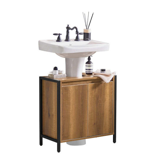 SoBuy Waschtisch mit Waschbecken L60xB30xH60cm Braun