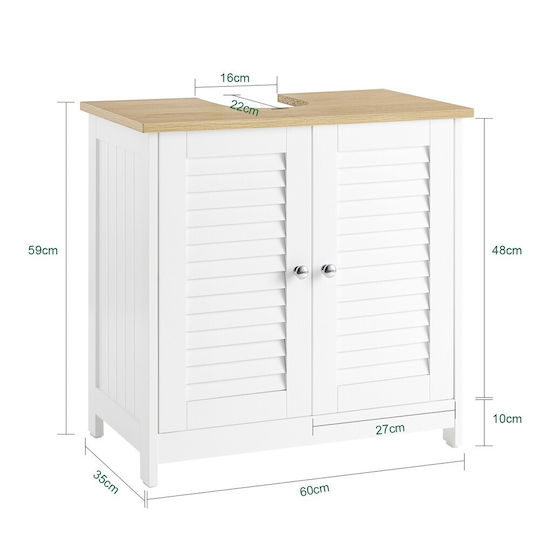 SoBuy Πάγκος με Νιπτήρα Μ35xΒ35xΥ59cm Λευκός