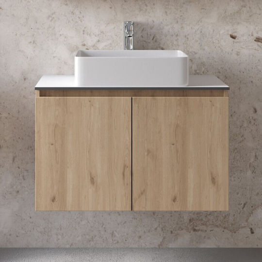 Furnibath Blat cu Lavoar L81xW46xH50cm Nuci