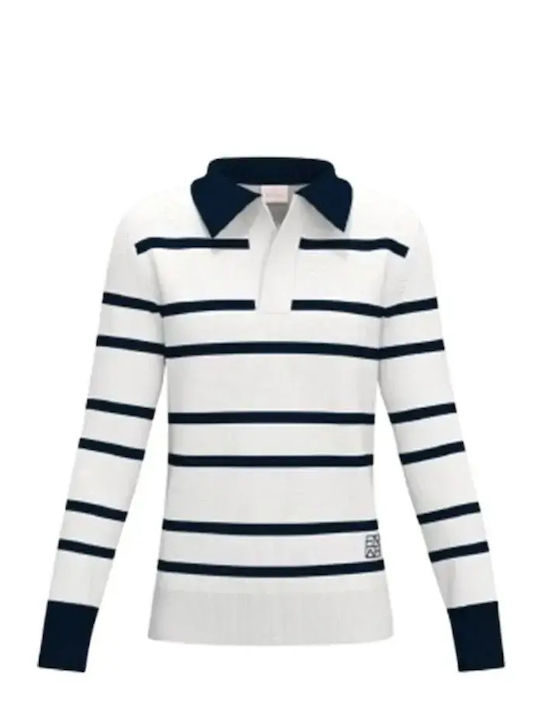 Γυναικεία Polo Μπλούζα Μακρυμάνικη Ριγέ White Blue