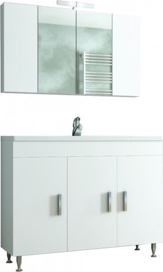 Drop Roma 100 Blat cu Lavoar & Oglindă Lac Lucios L100xW39xH80cm Alb