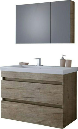 Drop Luxus 85 Πάγκος με Νιπτήρα & Καθρέπτη Μ80xΒ40xΥ50cm PL Wood