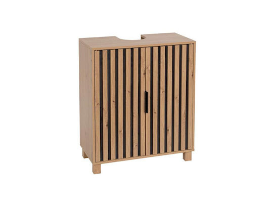 Πάγκος με Νιπτήρα Μ60xΒ30xΥ70cm Φυσικό Ξύλο