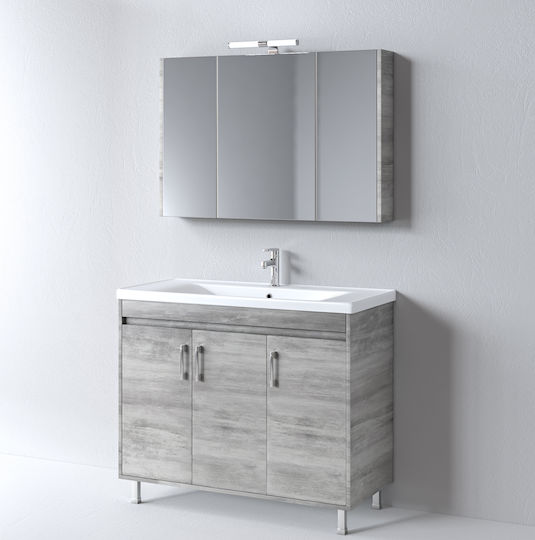 Martin Set Blat cu Lavoar, Oglindă & Coloană L97xW44xH83cm Cement