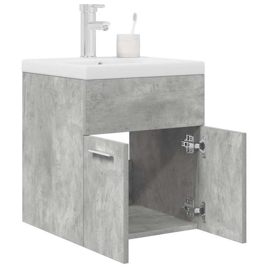 vidaXL Blat cu Lavoar L41xW38.5xH46cm Beton gri