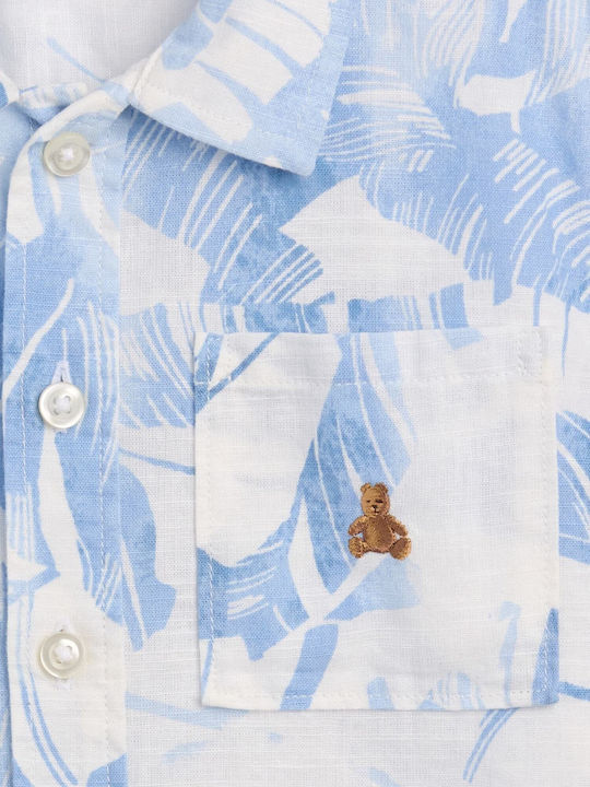Kids Floral Short-Sleeved Blue Shirt