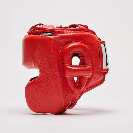 Leone Boxing Helmet Adult Full Face Leather Red