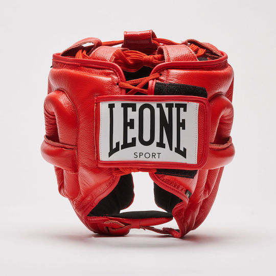 Leone Boxing Helmet Adult Full Face Leather Red