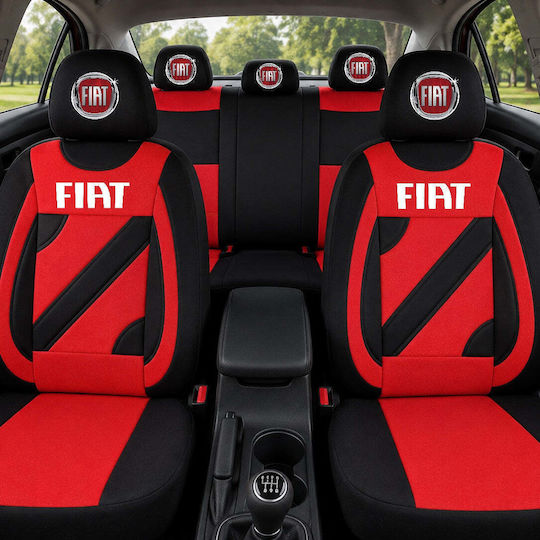 Set Huse Scaune Auto Universale Negre Roșii Personalizate Fiat