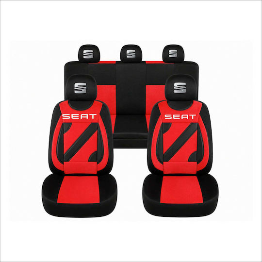 Set Custom Universal Seat Covers Nero Rosu Seat