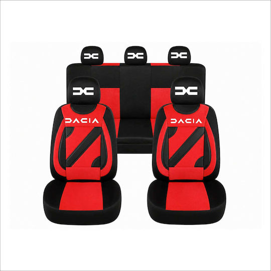 Set Universal Nero Red Personalized Seat Covers Dacia Nou