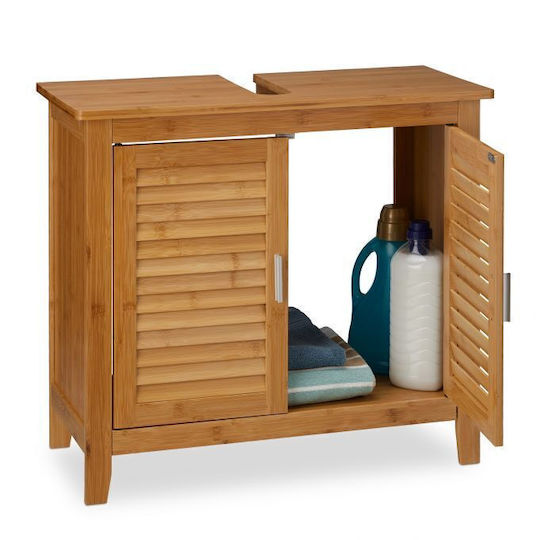 Relaxdays Waschtisch mit Waschbecken L60xB67xH30cm Braun Relaxdays Waschtisch mit Waschbecken L60xB67xH30cm Braun