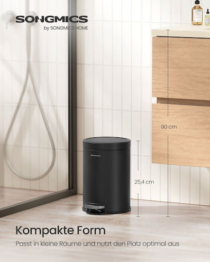 Songmics Inox Καλαθάκι Μπάνιου 3lt Μαύρο
