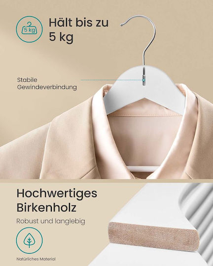Songmics Wardrobe Hanger for Pants Wooden White CRW030W02 30 Pieces